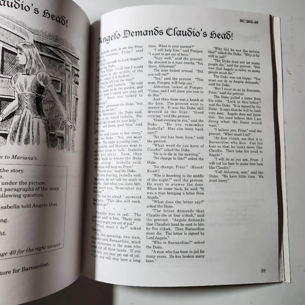 William Shakespeare Measure for Measure Workbook Reading Old World Literature